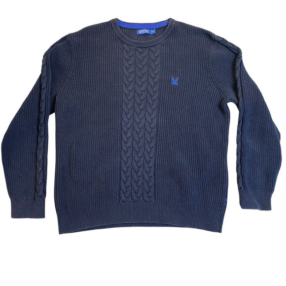 Nautica Mens Sweater XL Blue Sail  Blue Sail XL Cable Knit 100% Cotton - Picture 1 of 11